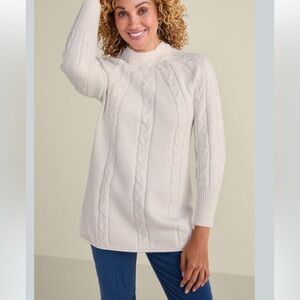 Soft Surrounding XLP Cozy Cable Knit High Neck Longline Sweater Tunic